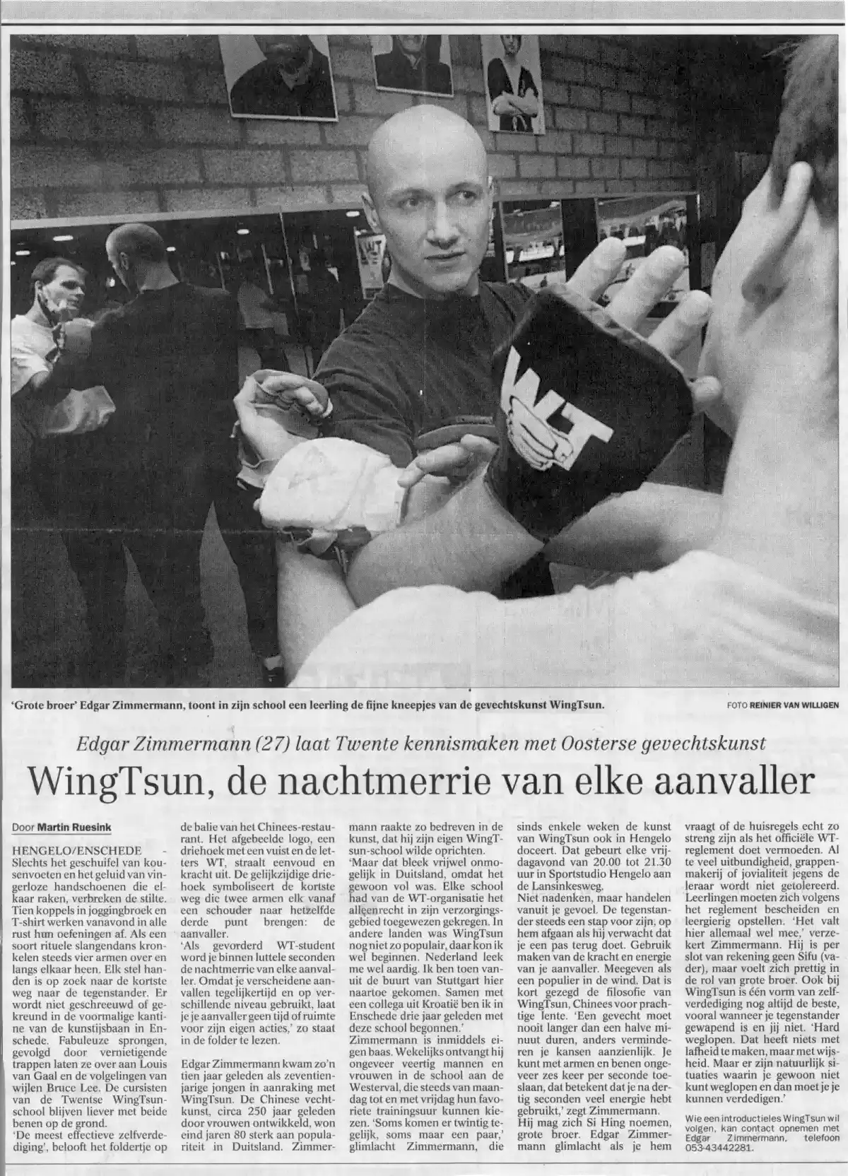 25 October 1997, De Twentsche Courant Tubantia article Enschede and Hengelo - Wing Tsun, every attacker's nightmare